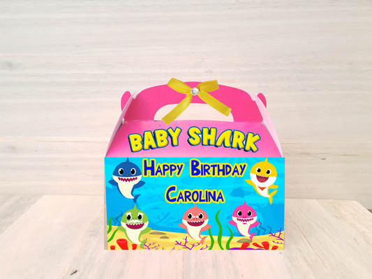 Baby shark candy favor box custom name