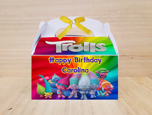 Custom Troll candy favor box, Birthday party, boy, girls