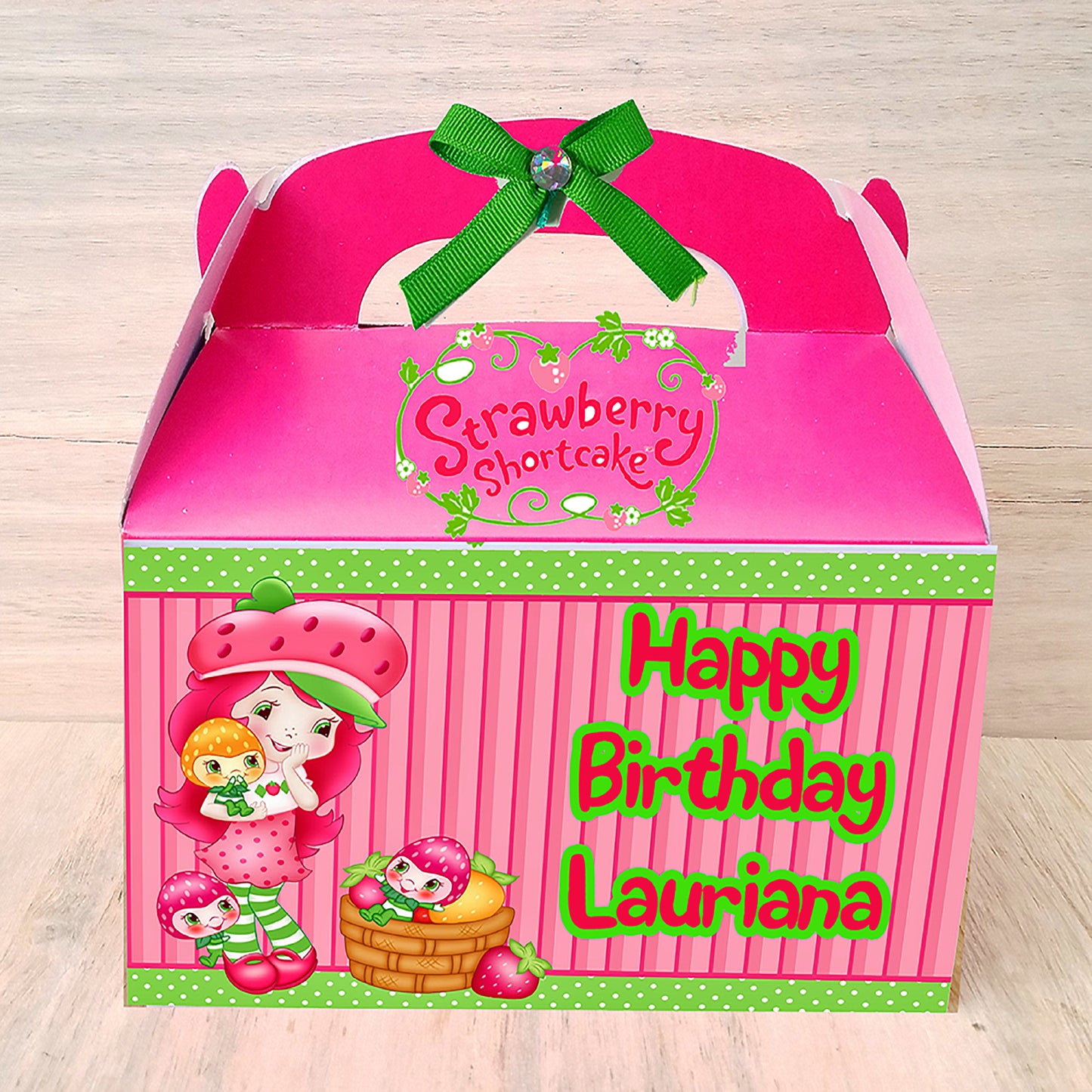 Strawberry Shortcake Personalized Candy Favor box front box, desing, custom, color box birthday party Inactivo