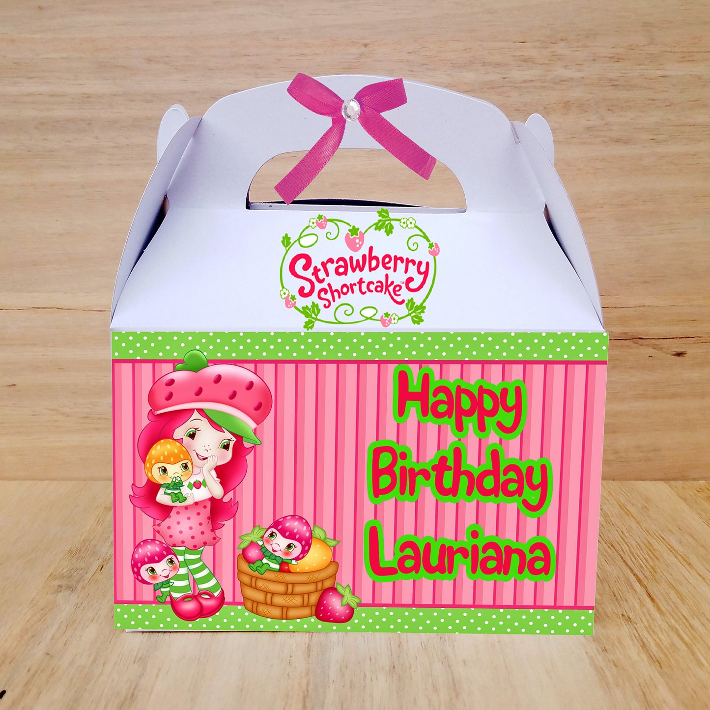 Strawberry Shortcake Personalized Candy Favor box front box, desing, custom, color box birthday party Inactivo